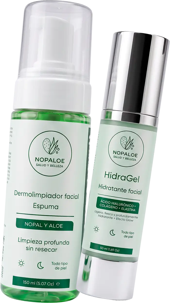 Envases NOPALOE de dermolimpiador facial e HidraGel